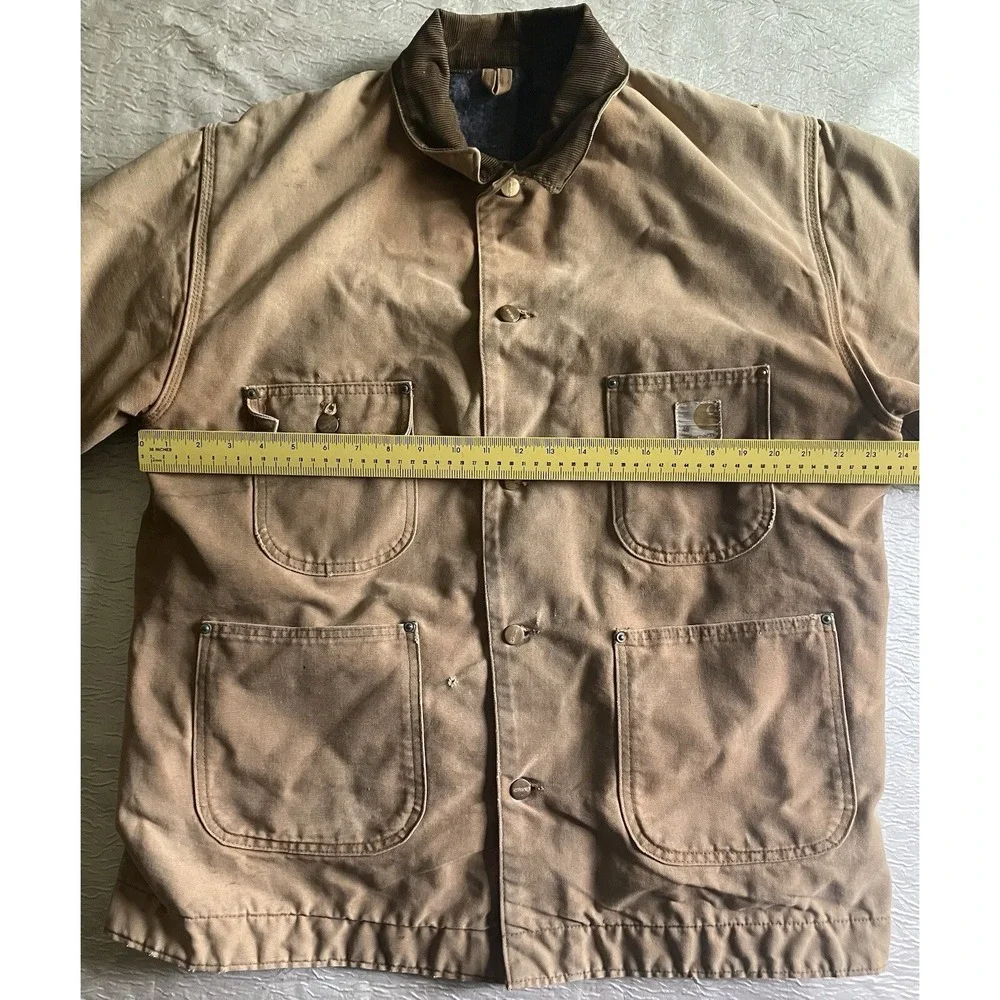 Carhartt Blanket Detroit Lined Canvas Chore Work Jacket 46 USA Made Pockets VTG